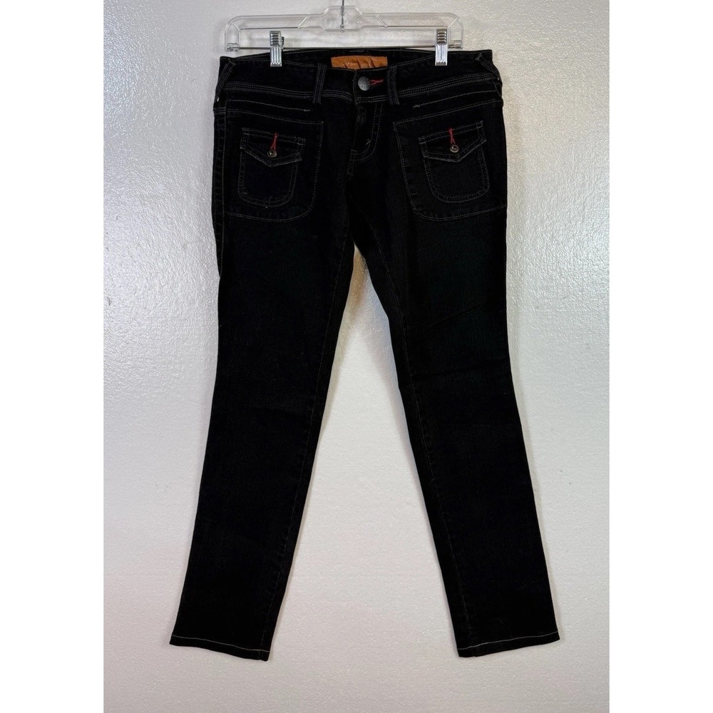 Levis Sunset Jeans‎ Womens Sz 9M Black Straight Low Rise Skinny Stretch Denim